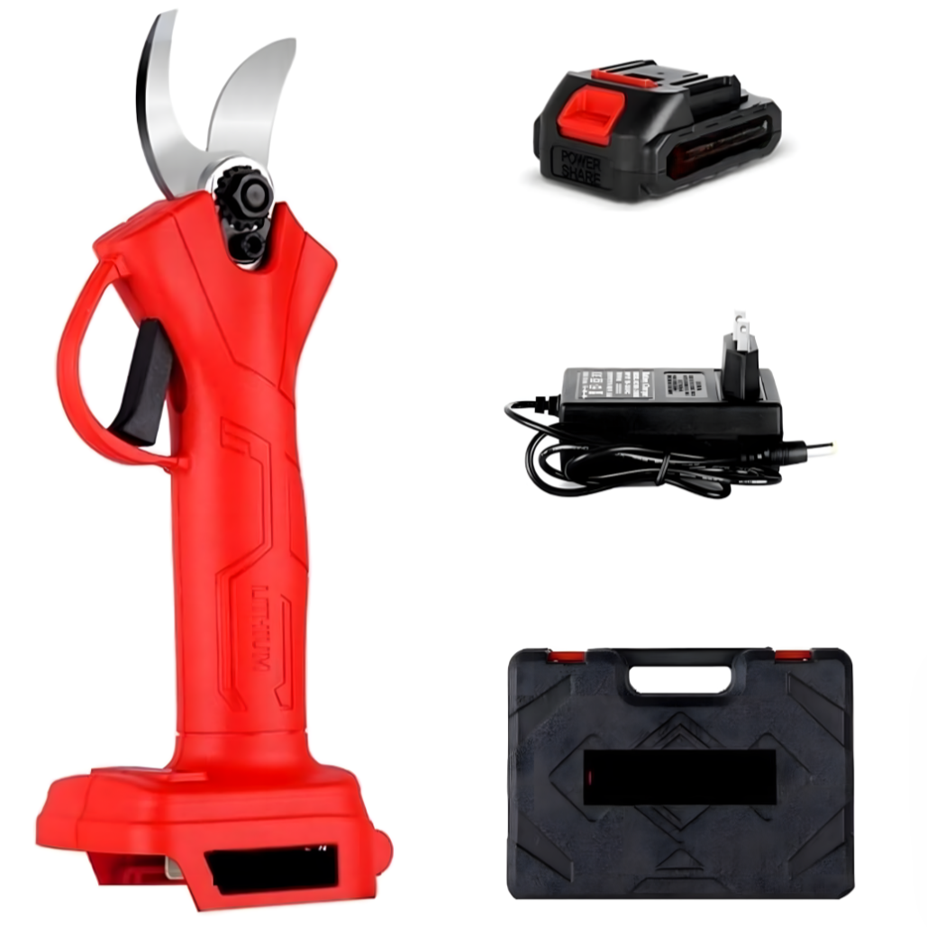 Foarfeca de gradina electrica cu acumulator pentru vita de vie si crengi, Zola, 48 V, lama de taiere ajustabila 25-30 mm, lama din  otel inoxidabil, baterie Li-ion, cutie depozitare Foarfeca de gradina electrica cu acumulator pentru vita de vie si crengi, Zola, 48 V, lama de taiere ajustabila 25-30 mm, lama din  otel inoxidabil, baterie Li-ion, cutie depozitare